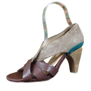 Faryl Robin Womens Strappy Heeled Sandal Sz 6.5 Dress Casual Brown Suede Leather